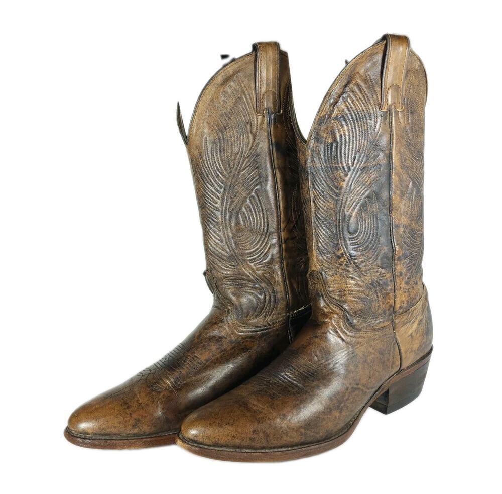 Abilene Vtg Men's US 9,5D Brown Distressed Cowhide Leather Cowboy Western Boots